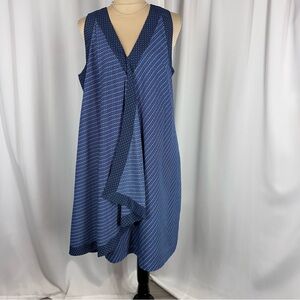Banana Republic Handkerchief Hem Midi Dress Blue White Size 10 Lined Breezy EUC